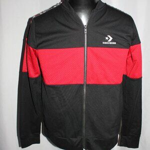 Converse Jacket Boys XL Black Red Long Sleeve Zip Up Colorblock Logo